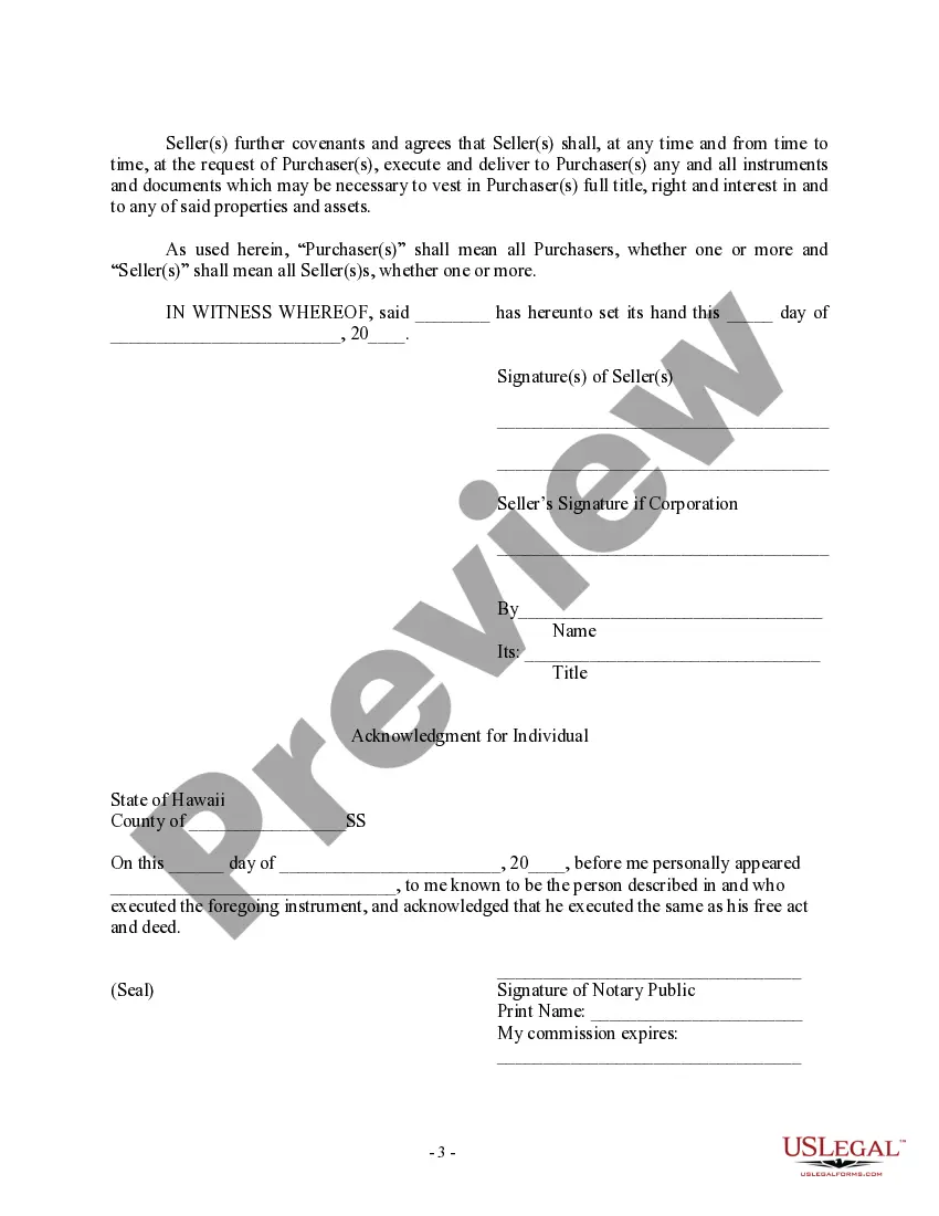 Preview Bill of Sale in Connection with Sale of Business by Individual or Corporate Seller