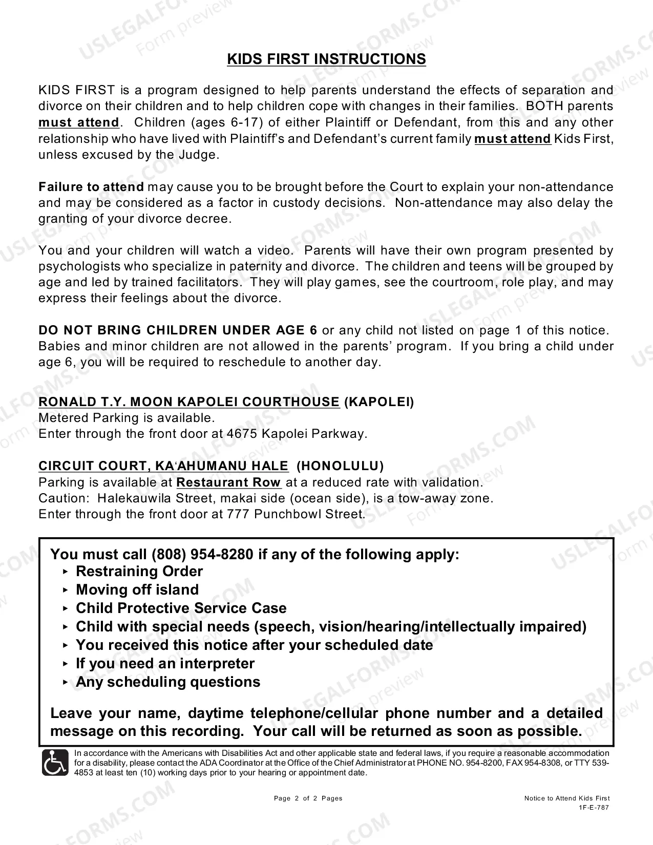 Preview Notice to Attend Kid's First Program