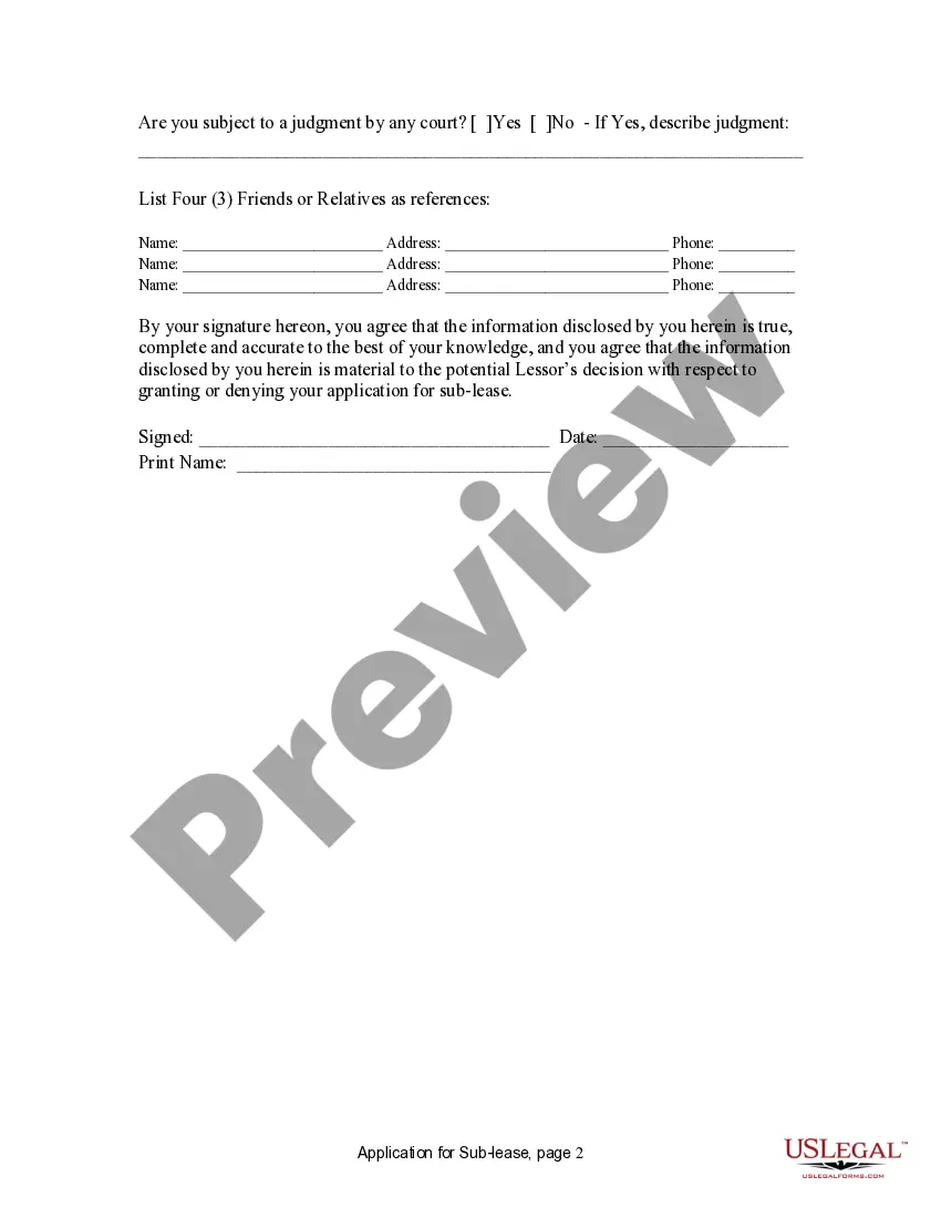 Preview Application for Sublease