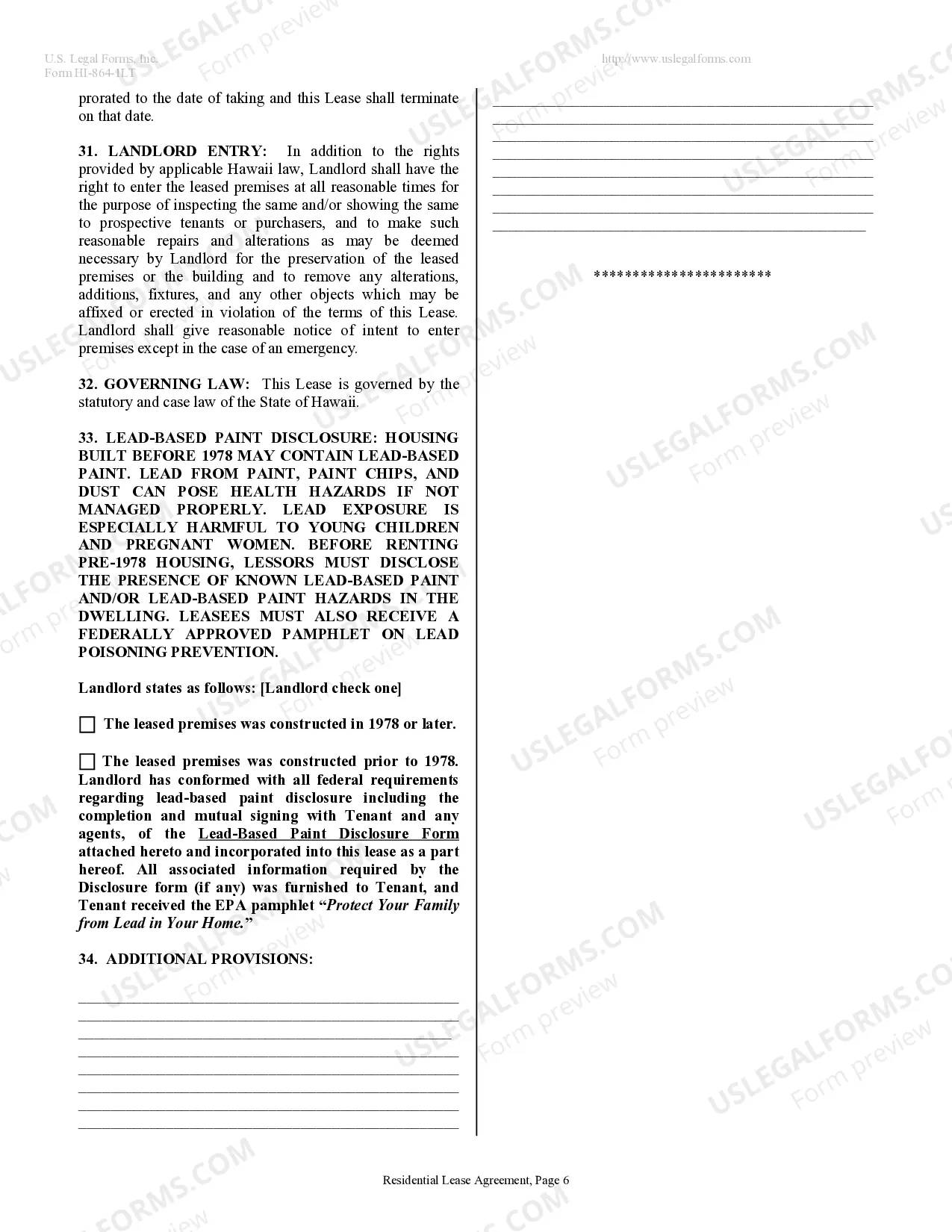 Preview Residential Lease or Rental Agreement for Month to Month