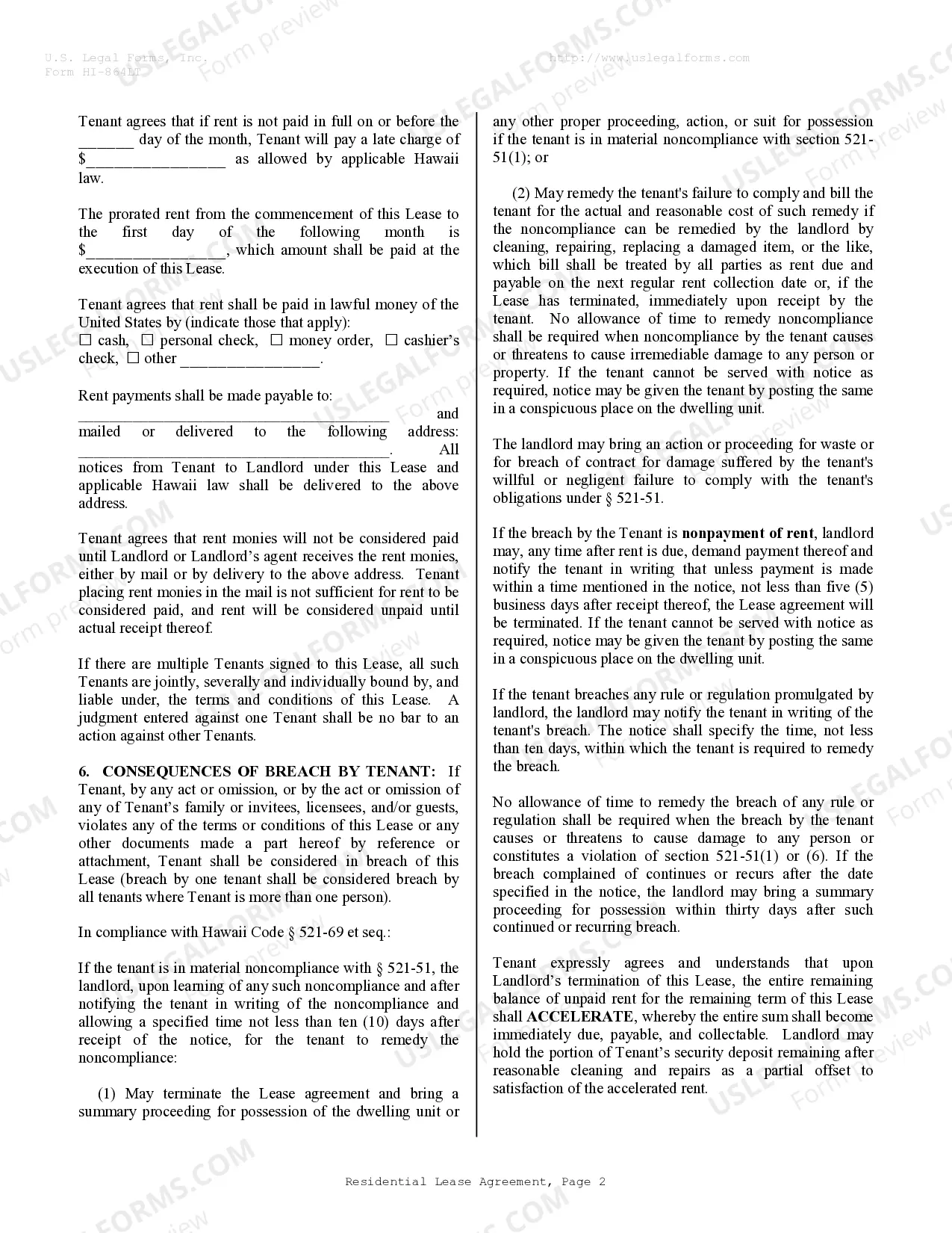 Preview Residential Rental Lease Agreement