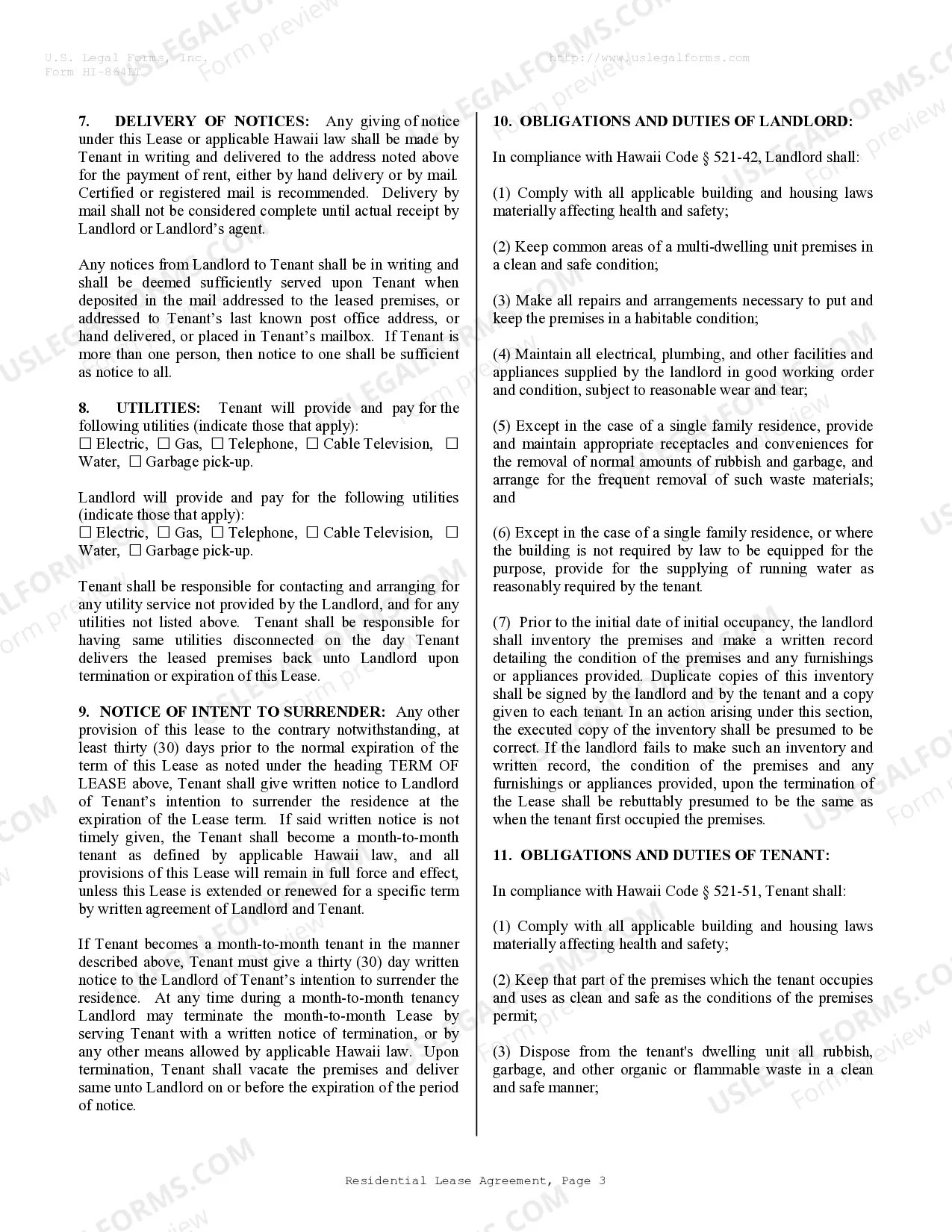 Preview Residential Rental Lease Agreement