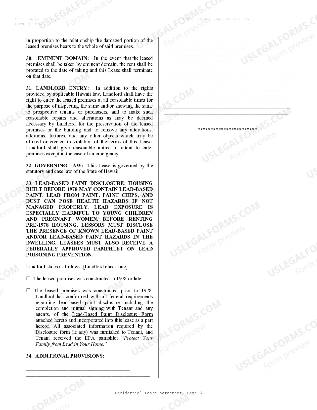 Preview Residential Rental Lease Agreement