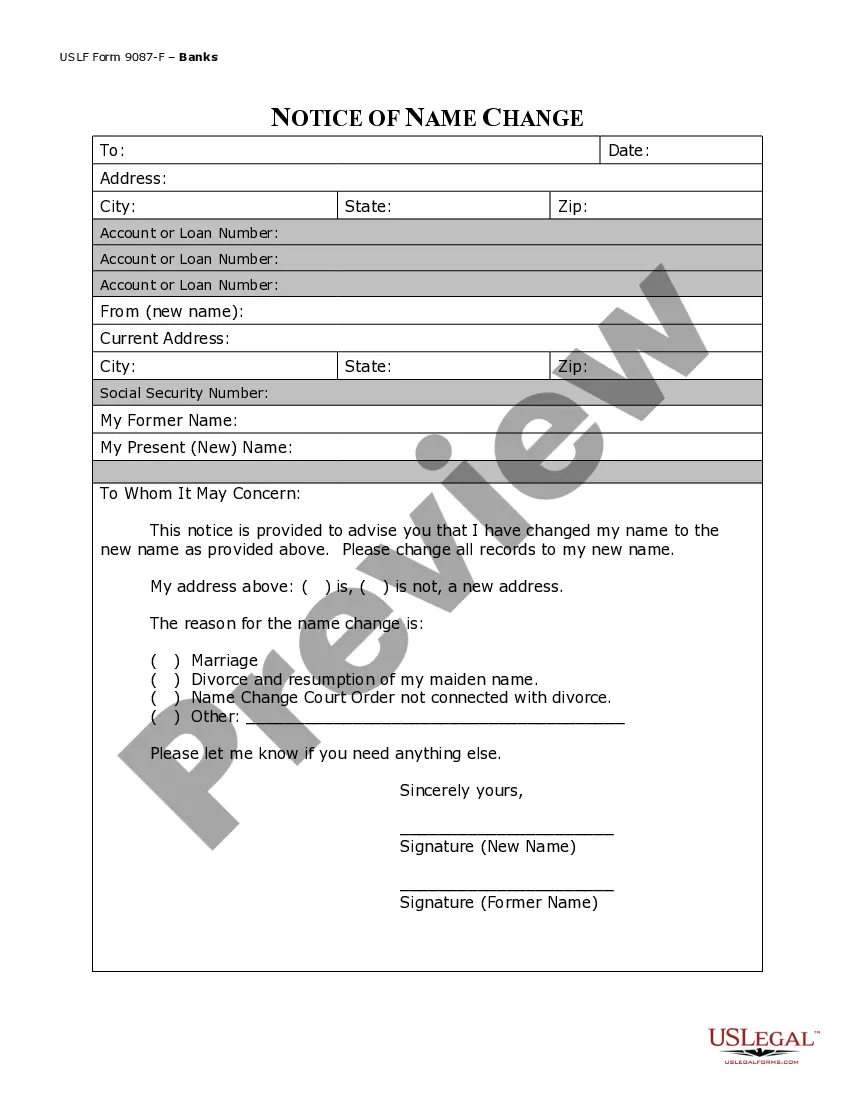 Preview Name Change Notification Package for Brides, Court Ordered Name Change, Divorced, Marriage