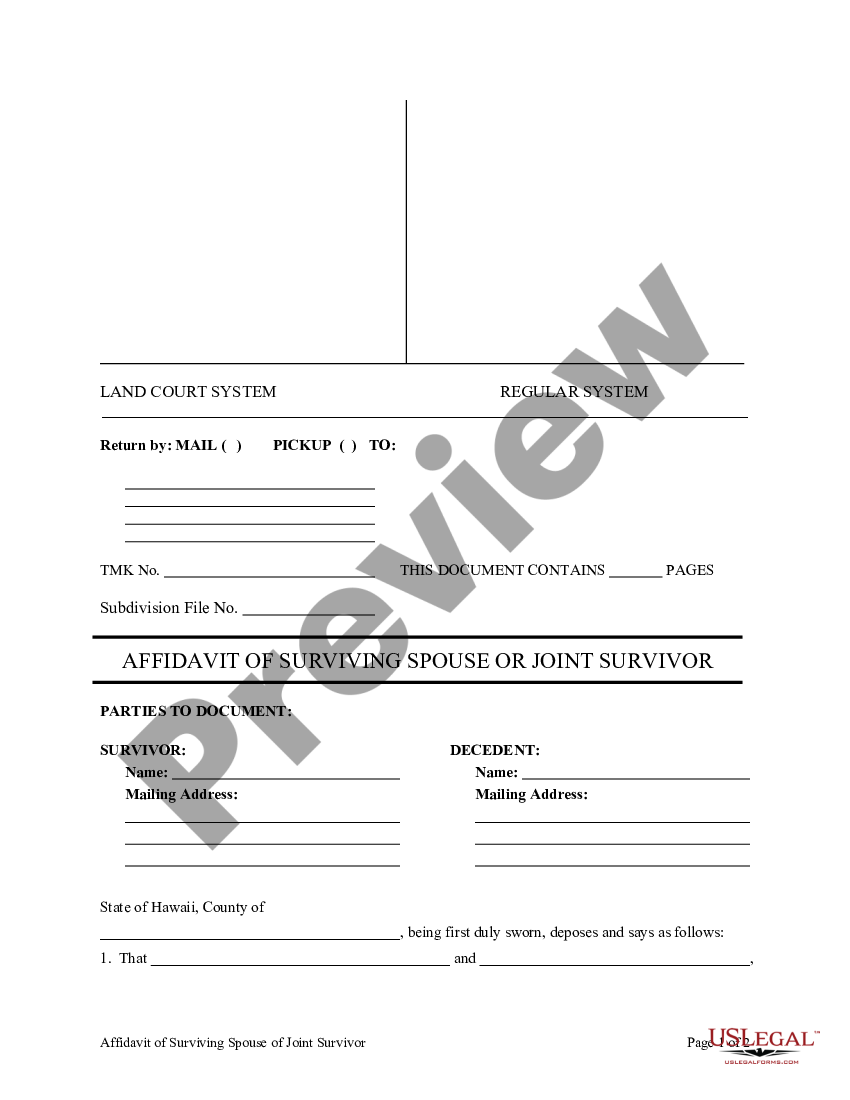 Affidavit Of Survivorship Without Joint Tenancy Us Legal Forms 3034