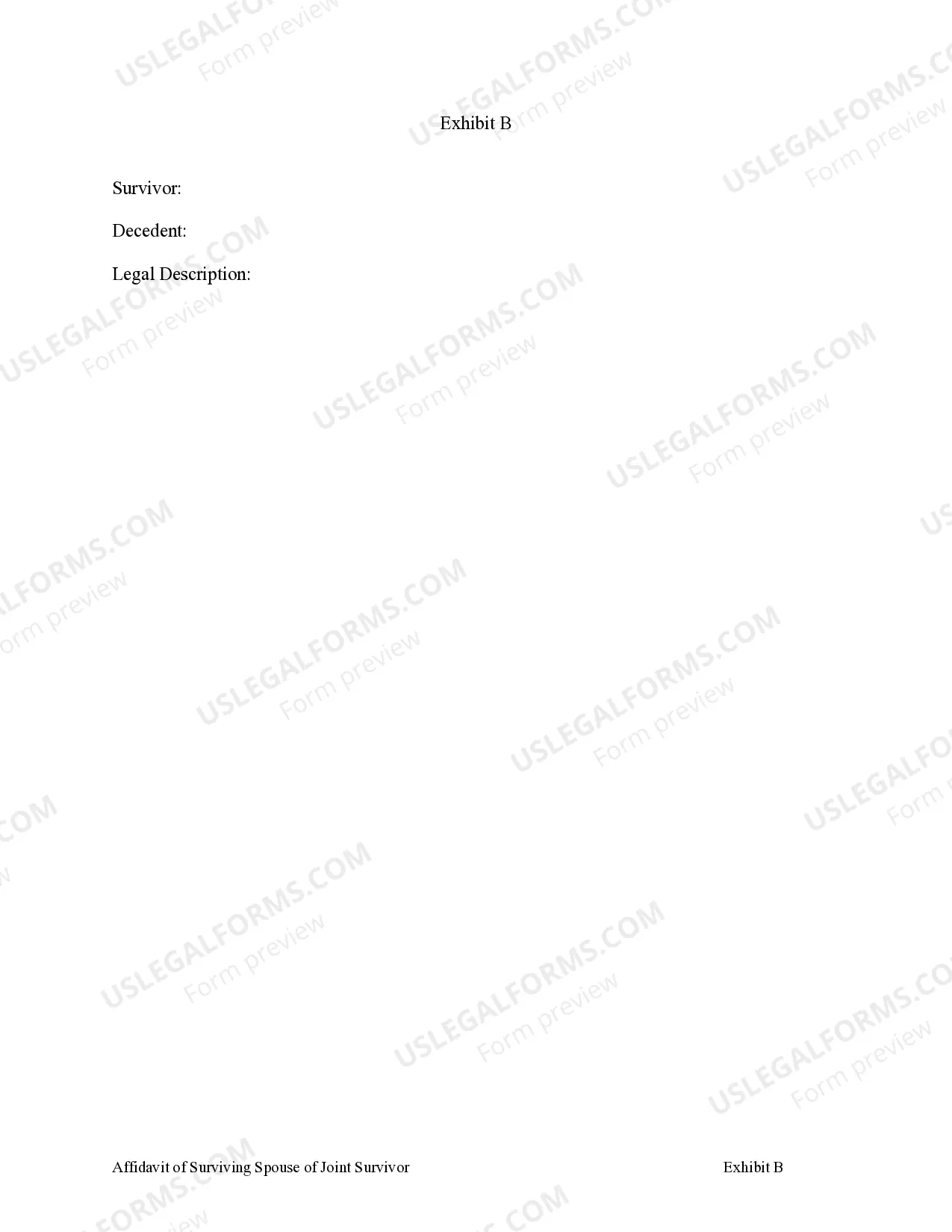 Preview Affidavit of Surviving Spouse or Joint Survivor