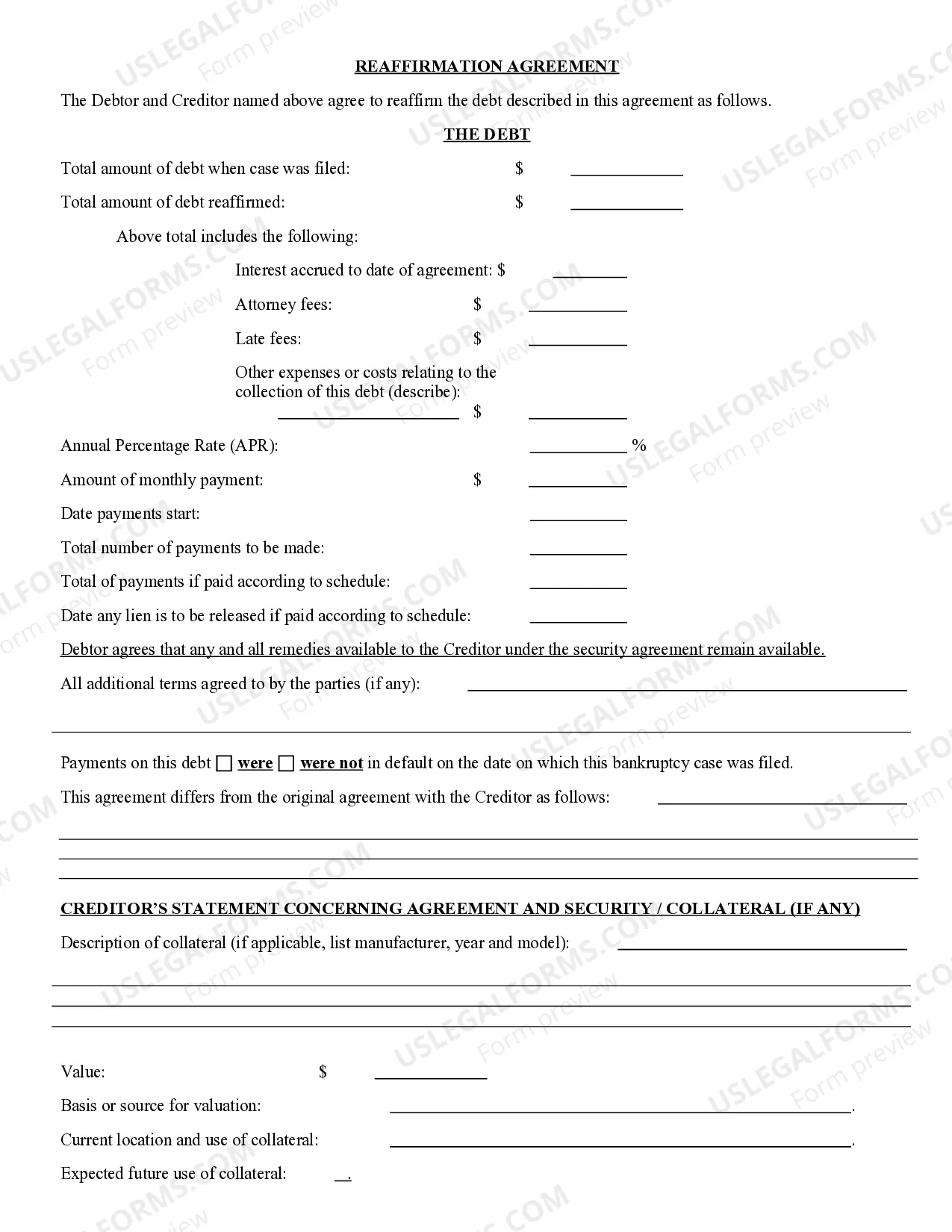 Preview Reaffirmation Agreement