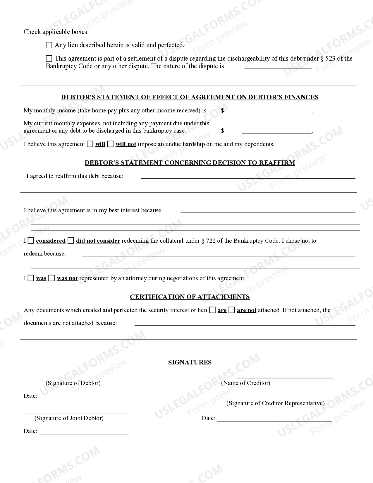 Preview Reaffirmation Agreement
