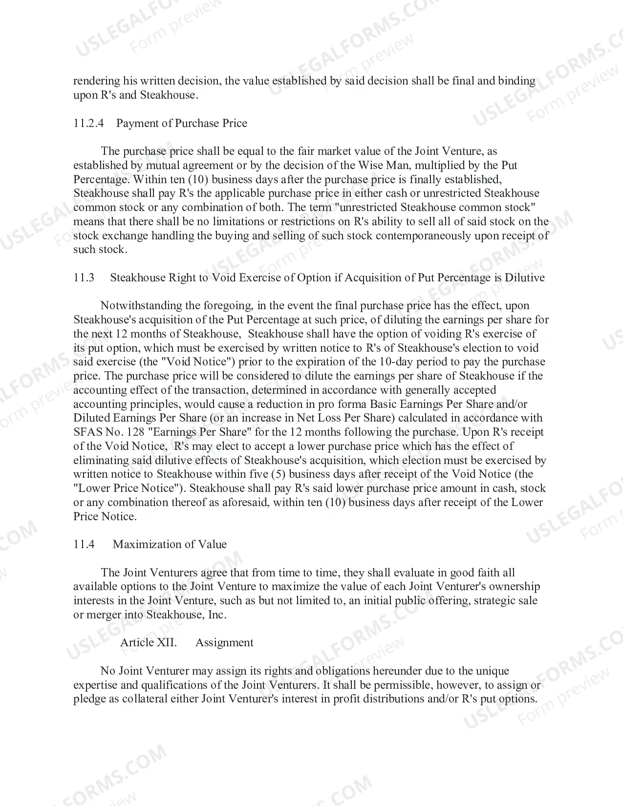 Preview Joint Venture Agreement for franchise