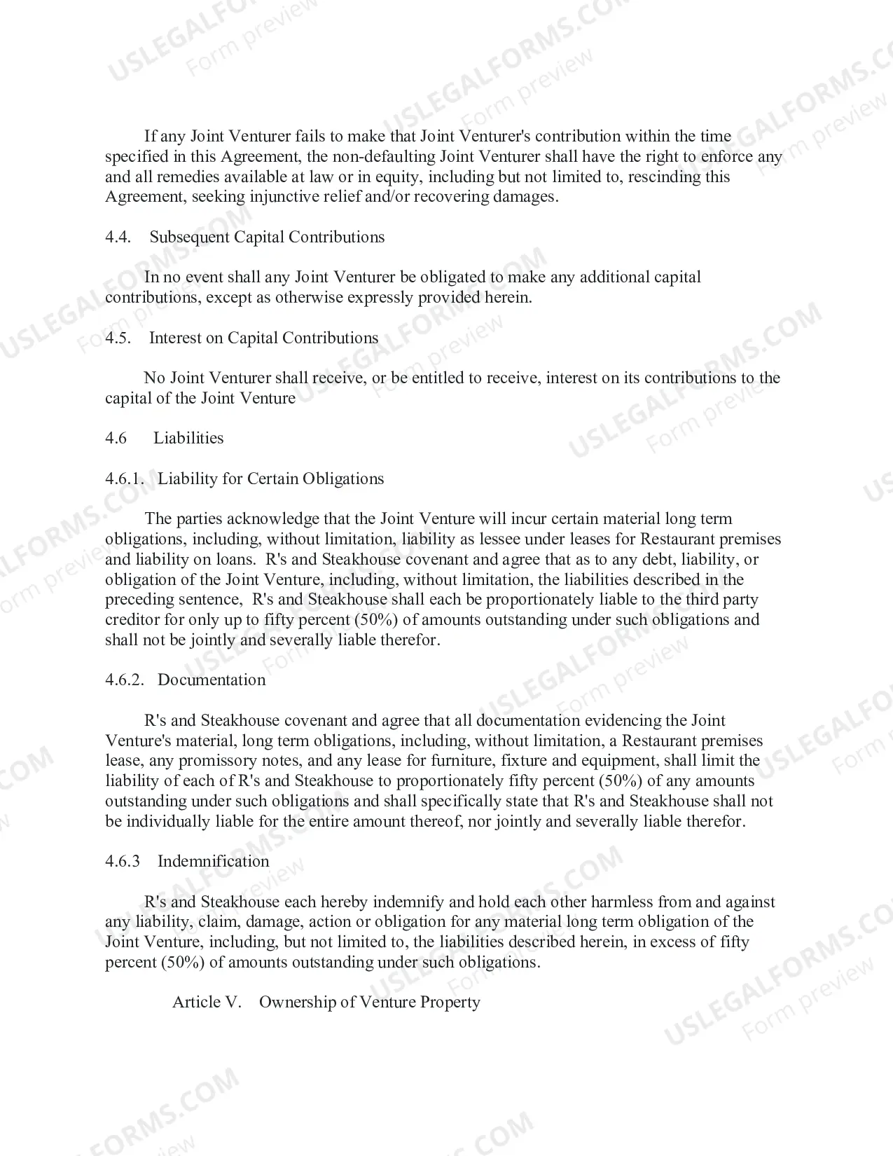 Preview Joint Venture Agreement for franchise