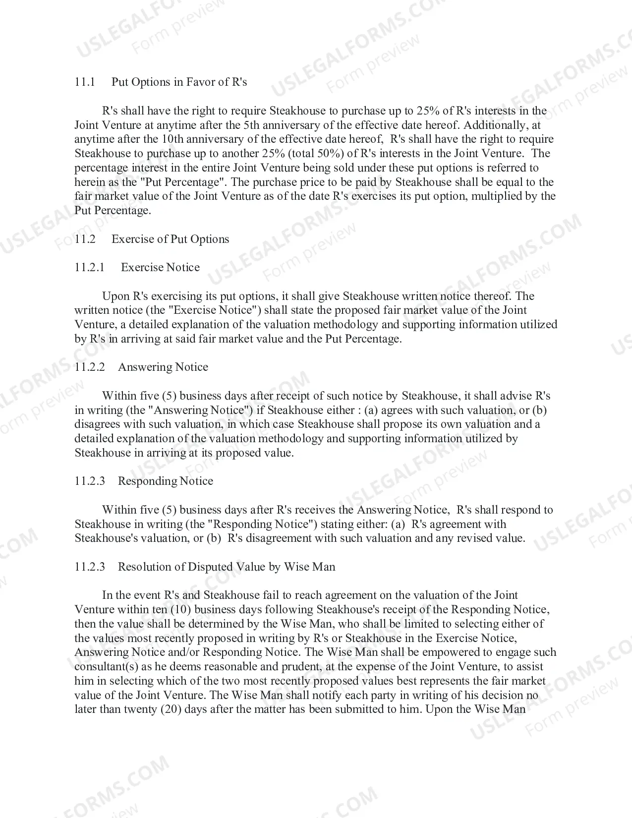 Preview Joint Venture Agreement for franchise