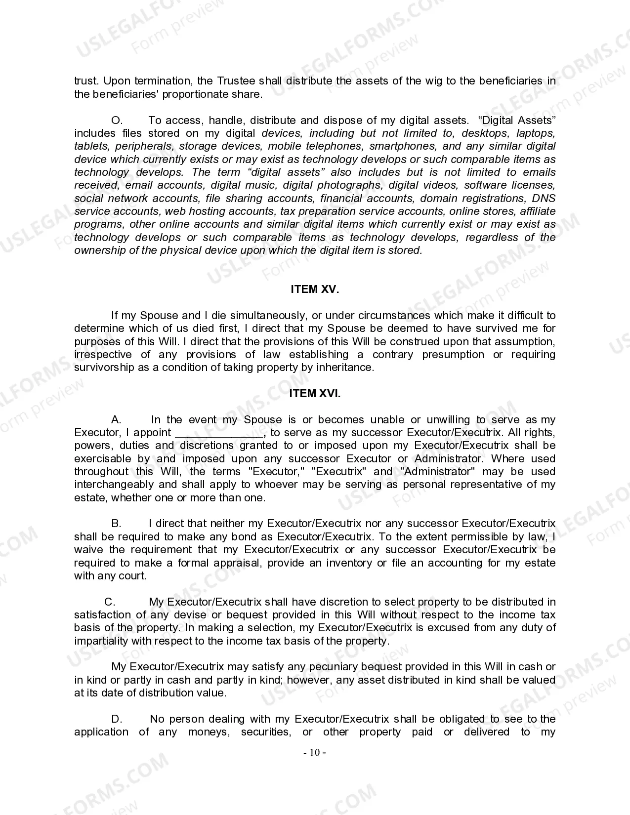 Preview Complex Will with Credit Shelter Marital Trust for Large Estates