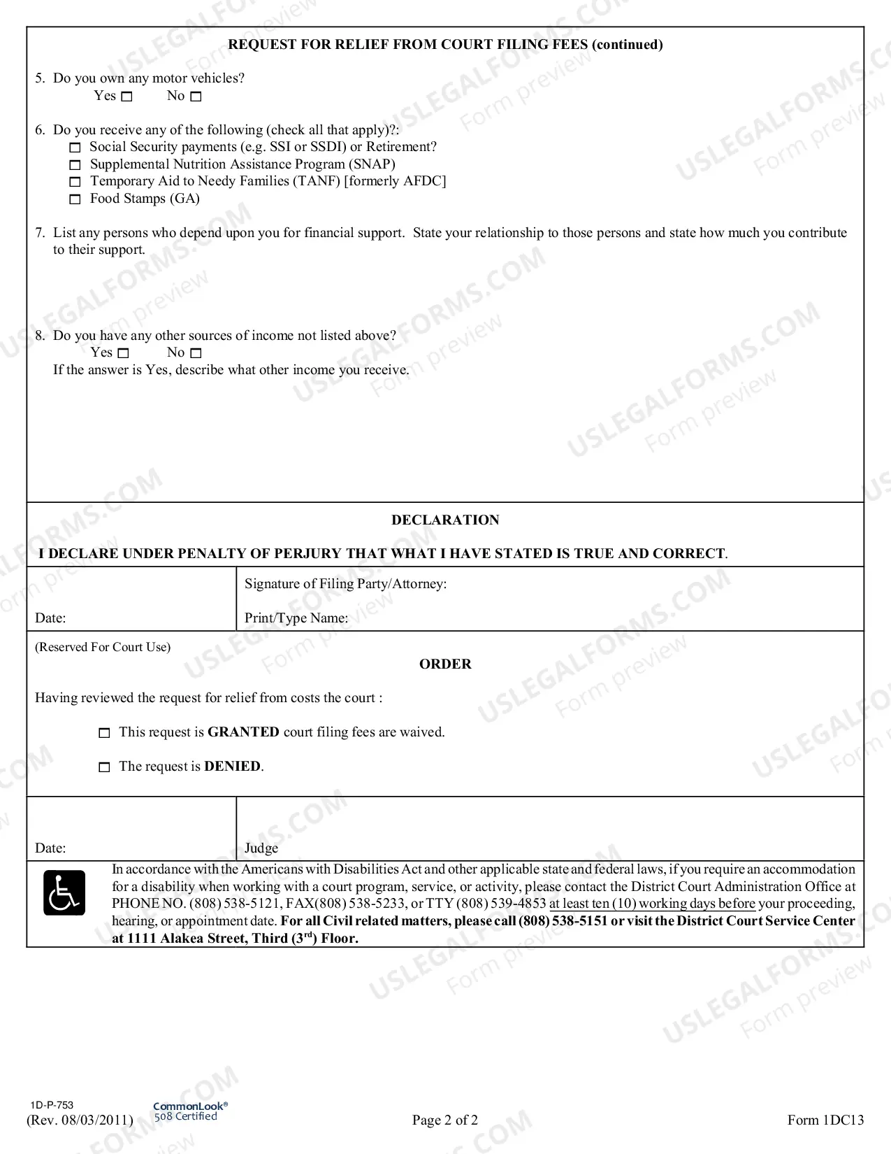 Preview Cost Relief From Filing Fees