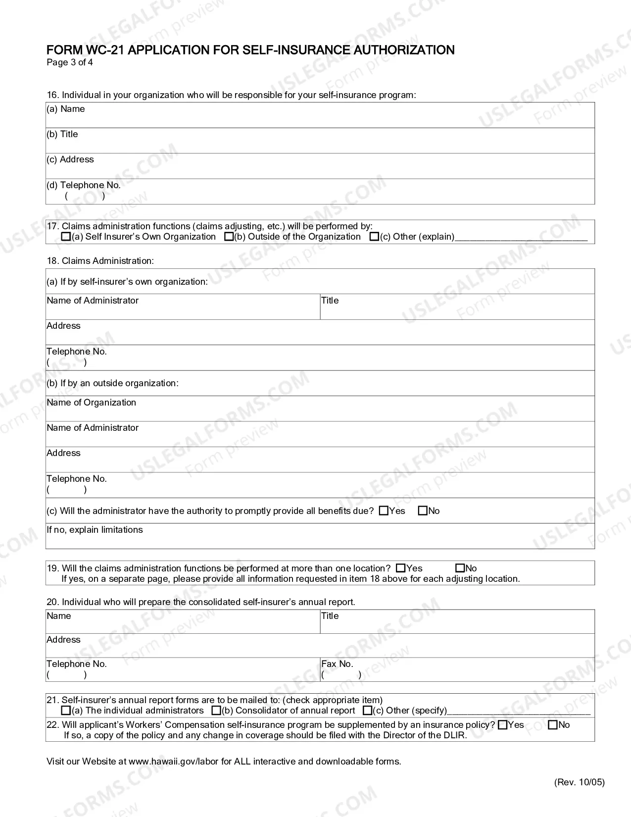 Preview Application for Self-Insurance Authorization