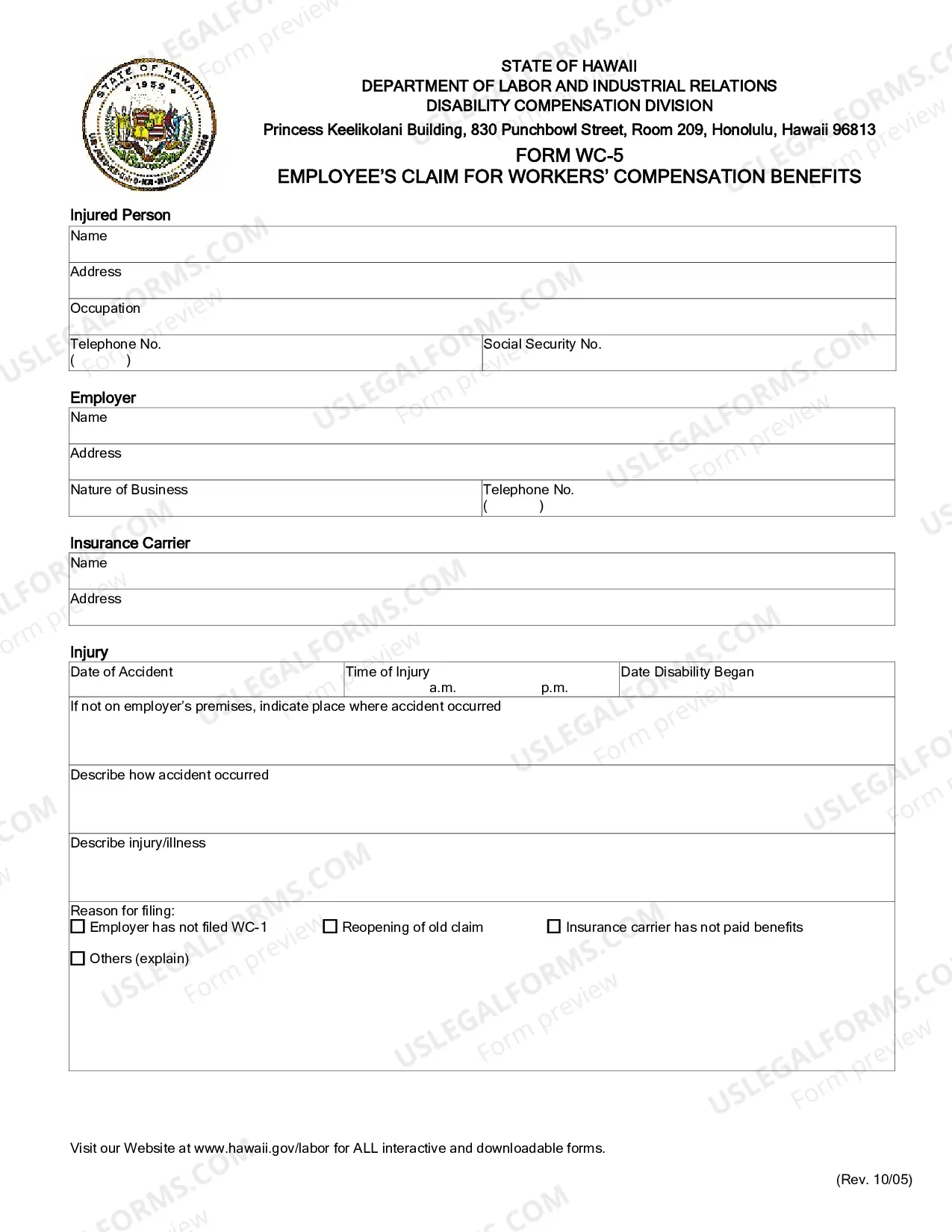 Preview Employees Claim For Workers Compensation Benefits