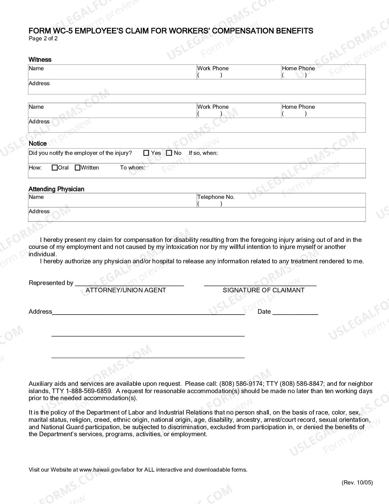 Preview Employees Claim For Workers Compensation Benefits