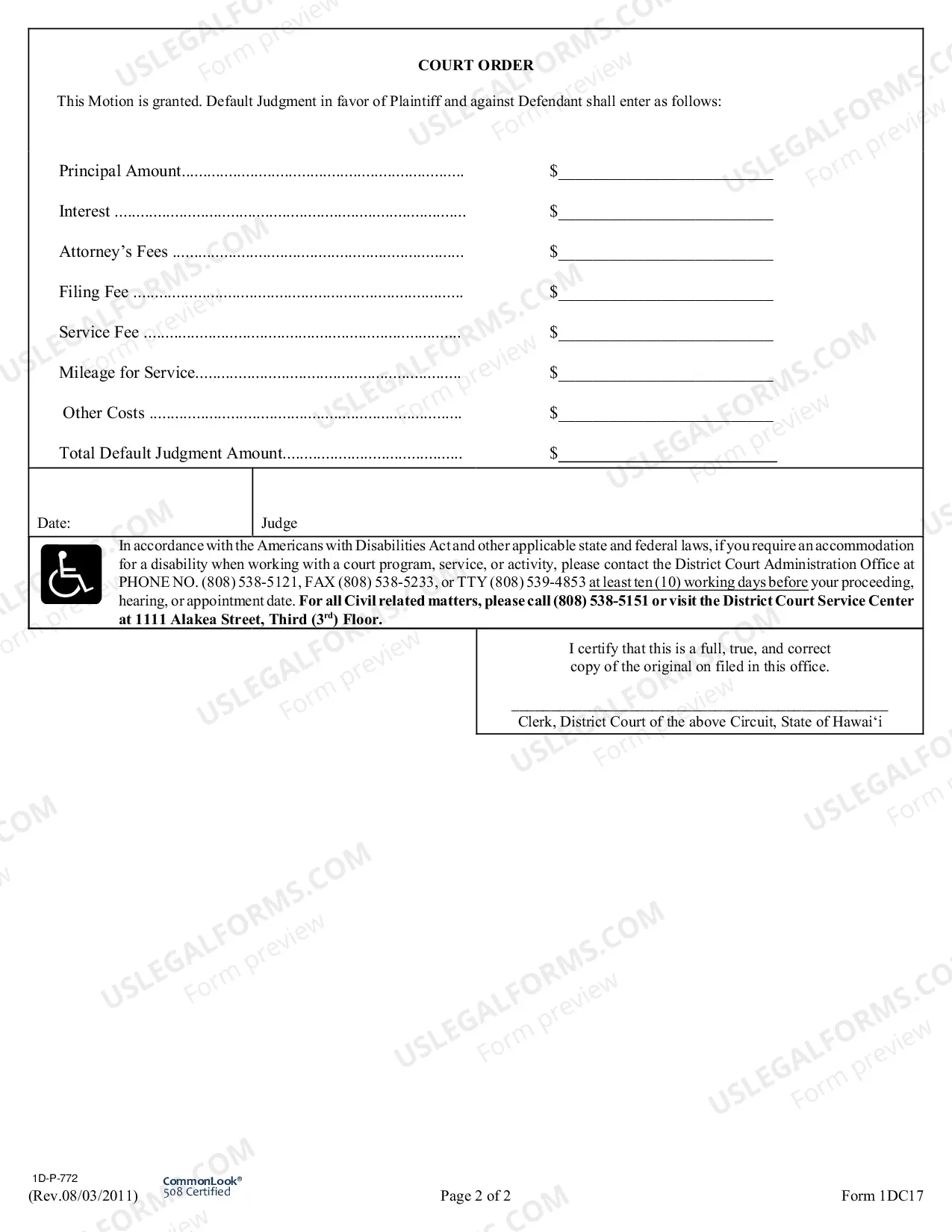 Preview Motion for Default Judgment - Declaration - Order Granting Motion