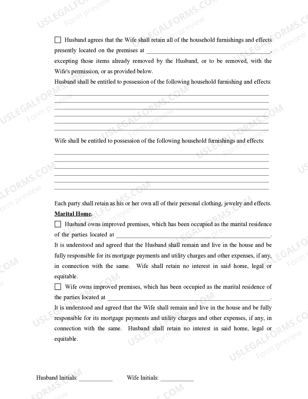 Preview Marital Legal Separation and Property Settlement Agreement Minor Children no Joint Property or Debts where Divorce Action Filed