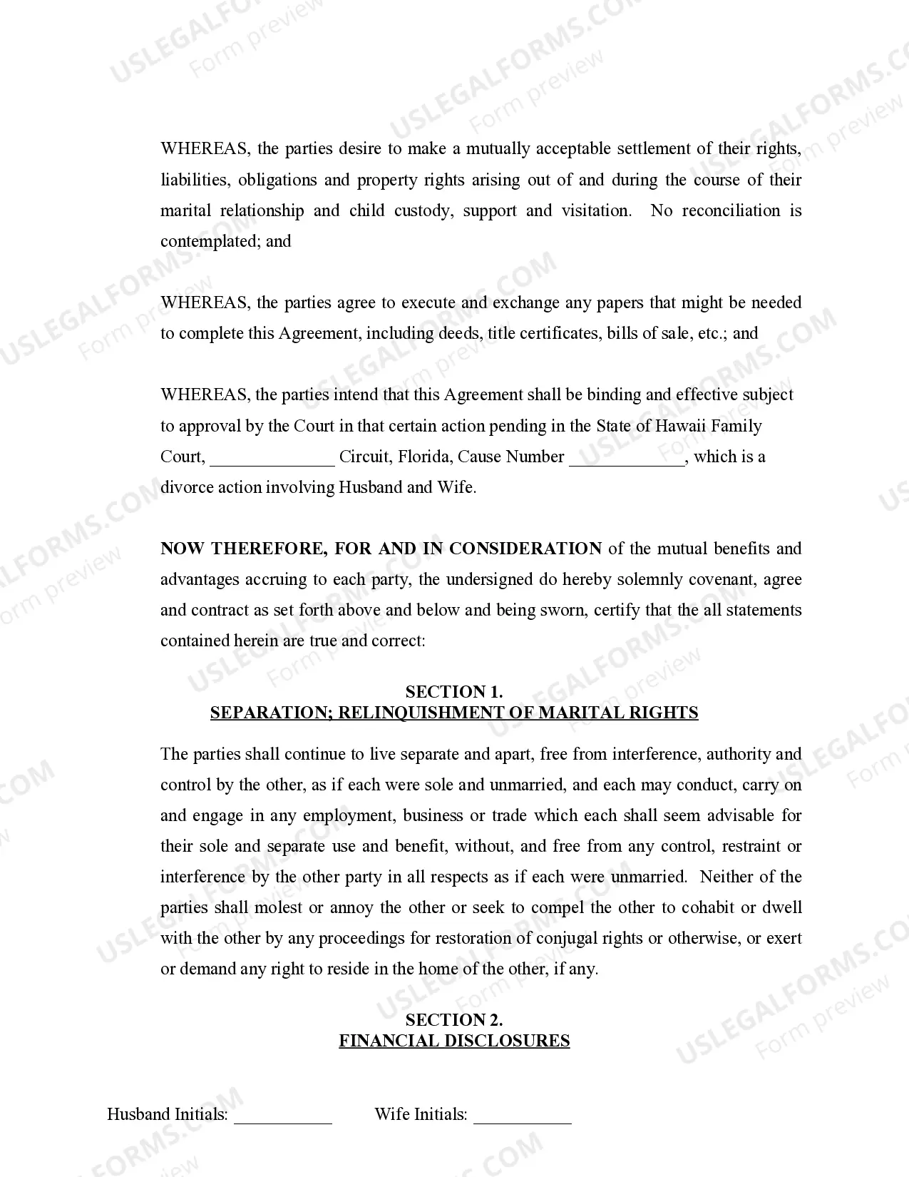 Preview Marital Legal Separation and Property Settlement Agreement Minor Children Parties May have Joint Property or Debts where Divorce Action Filed