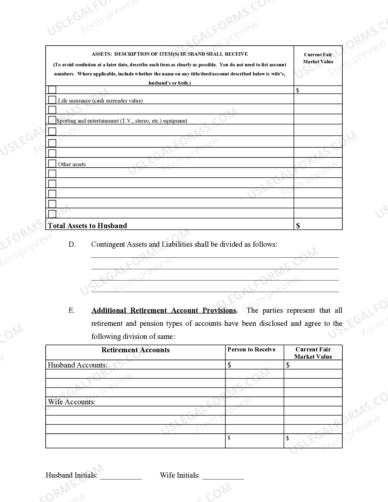 Preview Marital Legal Separation and Property Settlement Agreement no Children parties may have Joint Property or Debts where Divorce Action Filed