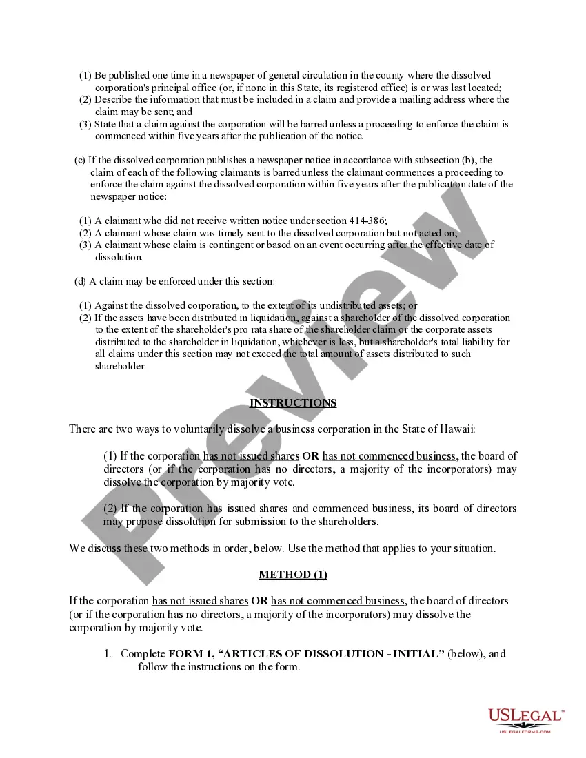 Get Hawaii Dissolution Package to Dissolve Corporation Preview Hawaii Dissolution Package to Dissolve Corporation