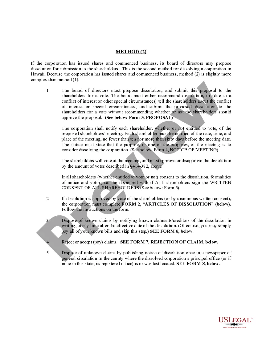 Get Hawaii Dissolution Package to Dissolve Corporation Preview Hawaii Dissolution Package to Dissolve Corporation