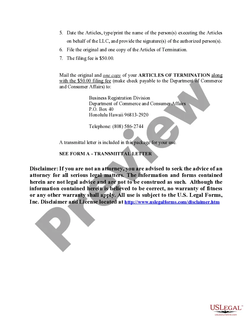 Get Hawaii Dissolution Package to Dissolve Limited Liability Company LLC Preview Hawaii Dissolution Package to Dissolve Limited Liability Company LLC