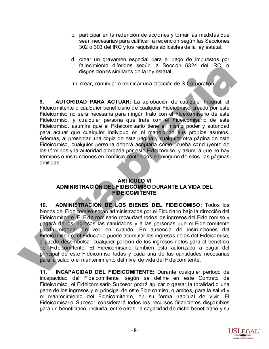 Preview Fideicomiso en vida para esposo y esposa sin hijos