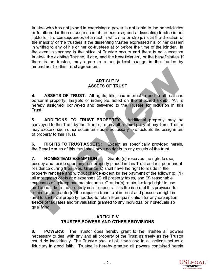 Preview Living Trust for Husband and Wife with No Children