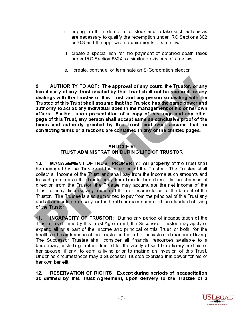 Preview Living Trust for Husband and Wife with No Children