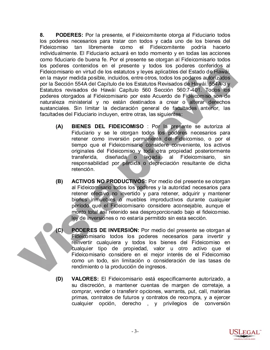 Preview Fideicomiso en Vida para Individuos Solteros, Divorciados o Viudos (o Viudos) sin Hijos