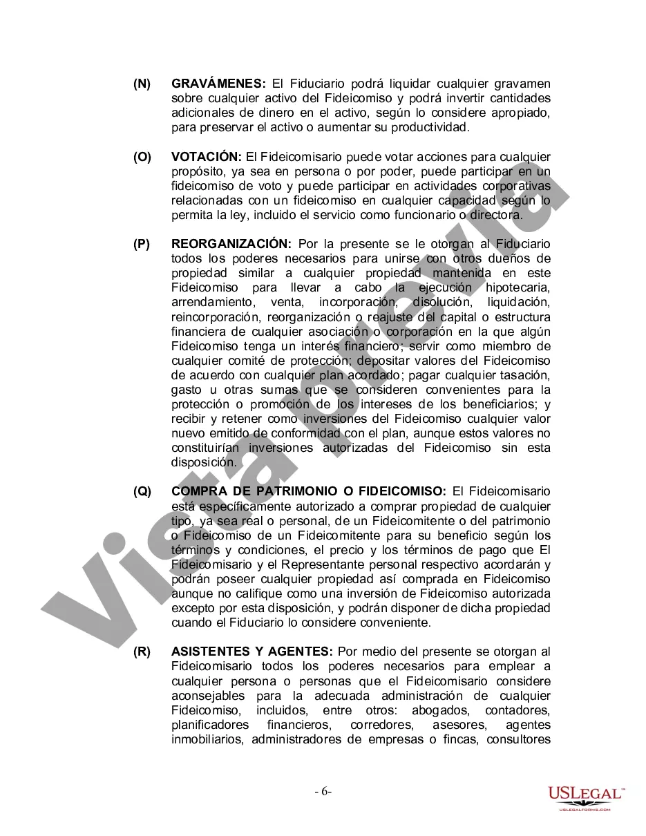 Preview Fideicomiso en Vida para Individuos Solteros, Divorciados o Viudos (o Viudos) sin Hijos