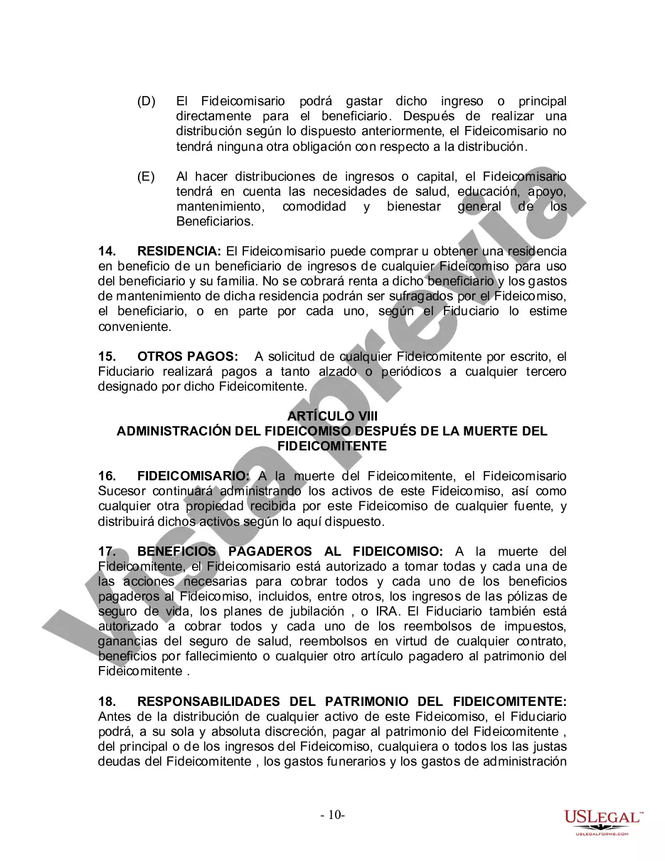 Preview Fideicomiso en Vida para Individuo Soltero, Divorciado o Viudo (o Viudo) con Hijos