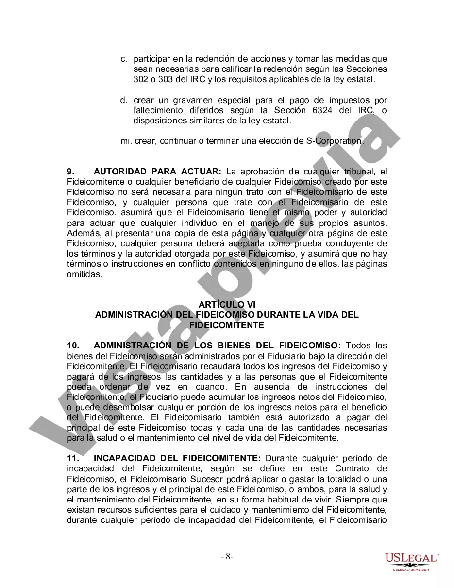 Preview Fideicomiso en Vida para Individuo Soltero, Divorciado o Viudo (o Viudo) con Hijos