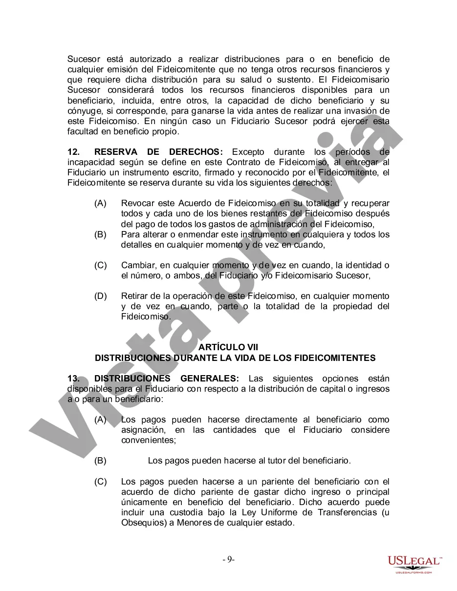 Preview Fideicomiso en Vida para Individuo Soltero, Divorciado o Viudo (o Viudo) con Hijos