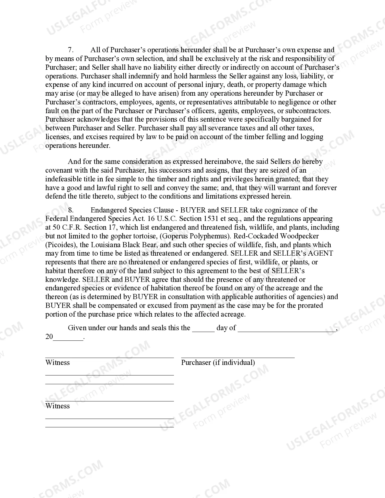 Preview Hawaii Timber Sale Contract