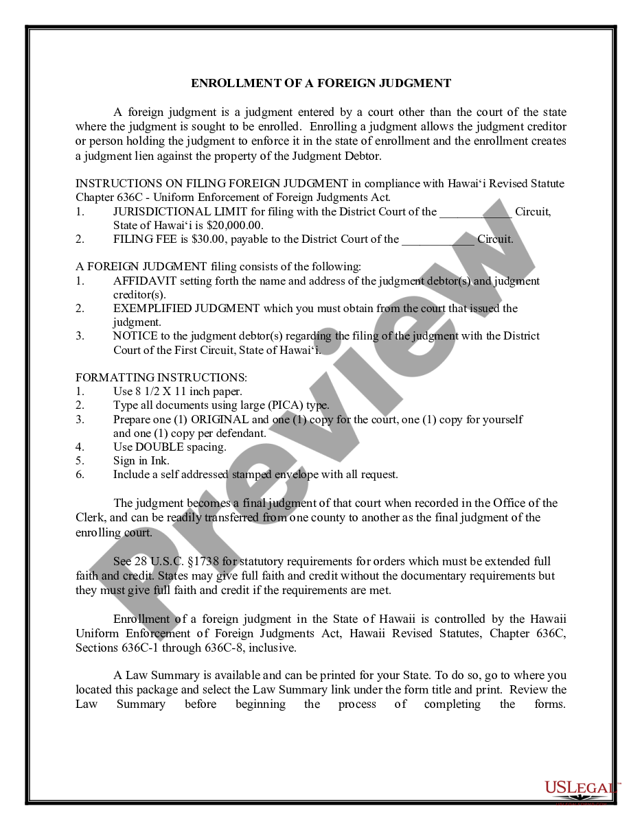 page 3 Hawaii Foreign Judgment Enrollment preview