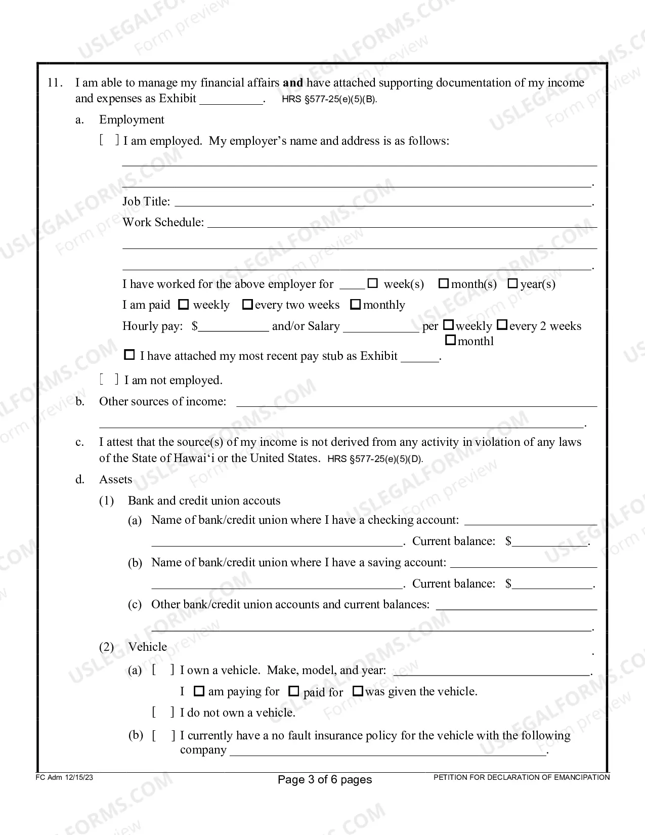Preview Petition for Declaration of Emancipation