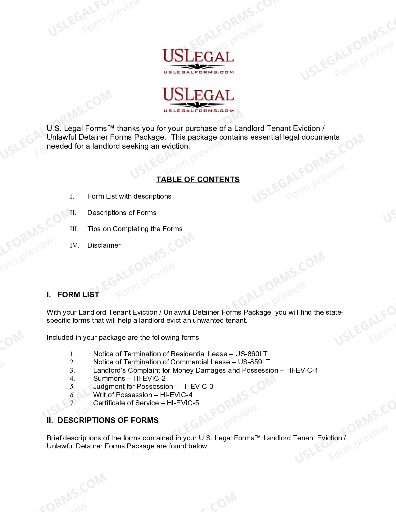 Preview Hawaii Landlord Tenant Eviction / Unlawful Detainer Forms Package (1st Circuit only)