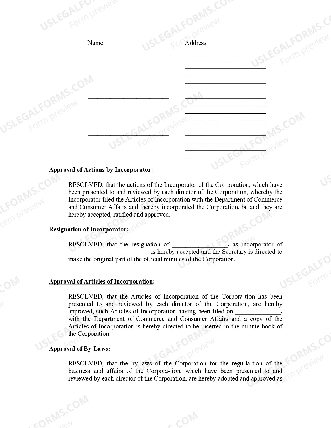 Preview Minutes for Organizational Meeting