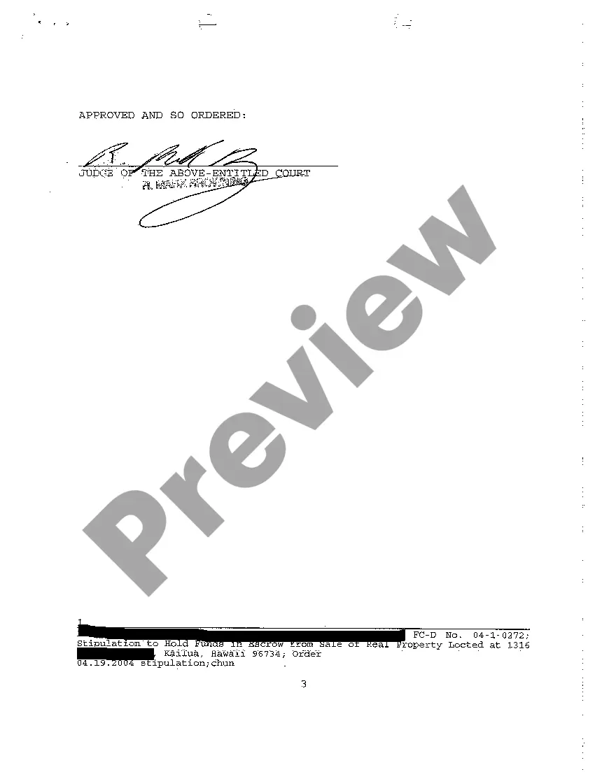 Preview A03 Stipulation to Hold Funds in Escrow from Sale of Real Property for Contested Divorce With No Children