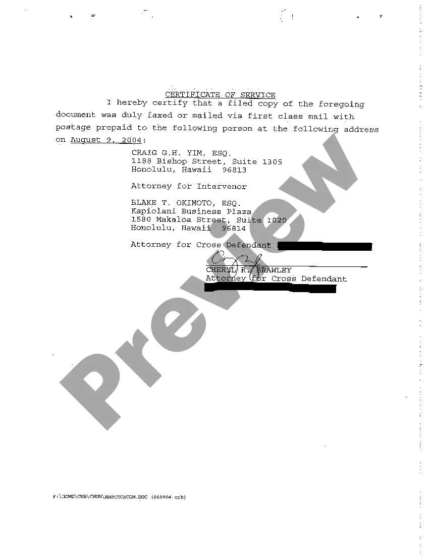 Preview A13 Answer to Cross Complaint regarding Contested Divorce With No Children