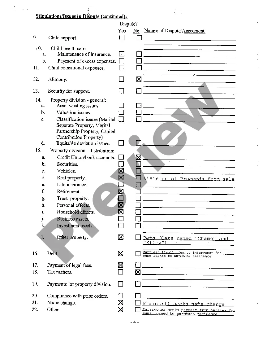 Preview A29 Pretrial Order regarding Contested Divorce With No Children