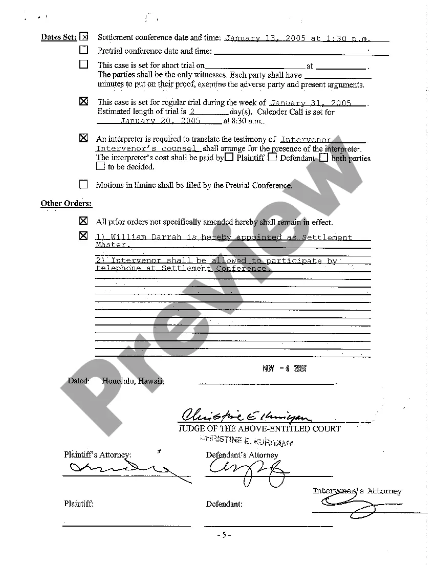 Preview A29 Pretrial Order regarding Contested Divorce With No Children