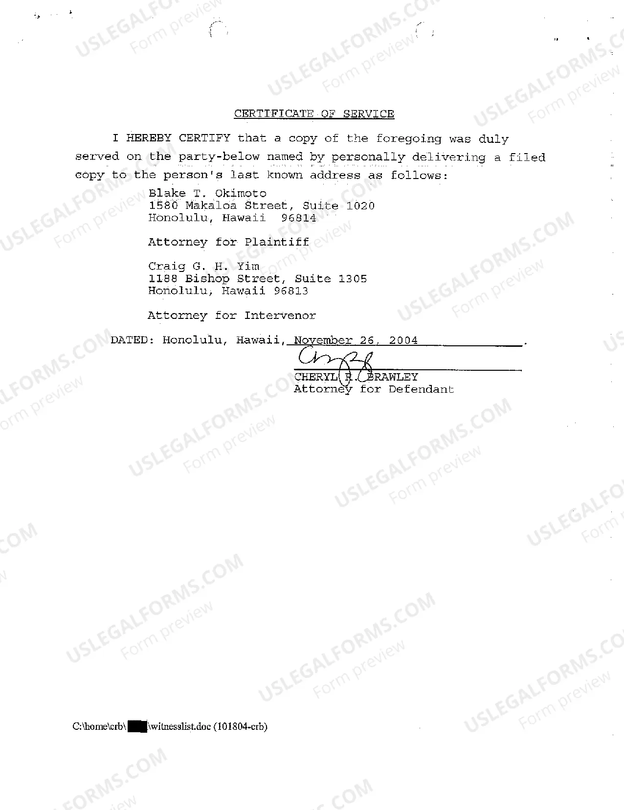 Preview A32 Defendant's Witness List