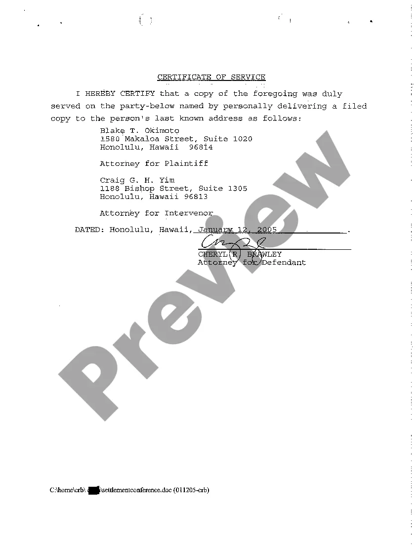 Preview A50 Defendant's Settlement Conference Statement