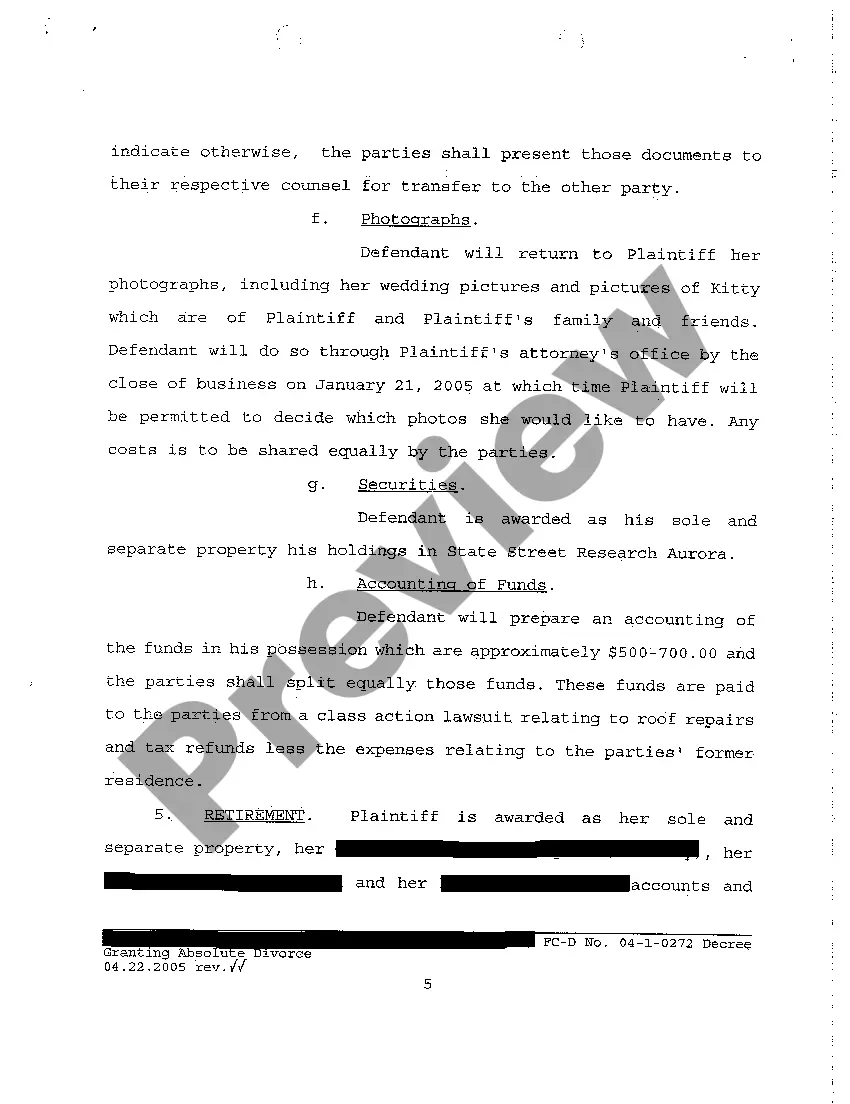 Preview A55 Decree Granting Absolute Divorce regarding Contested Divorce With No Children