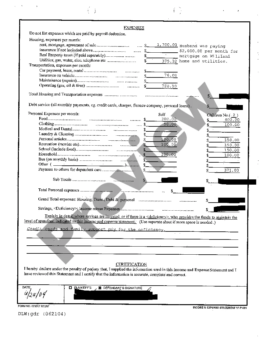 Preview A20 Motion and Affidavit for Pre-Decree Relief regarding Contested Divorce With Children