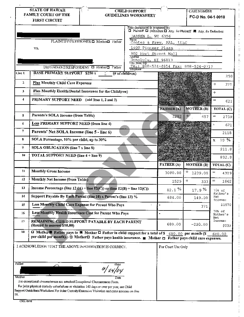 Preview A20 Motion and Affidavit for Pre-Decree Relief regarding Contested Divorce With Children