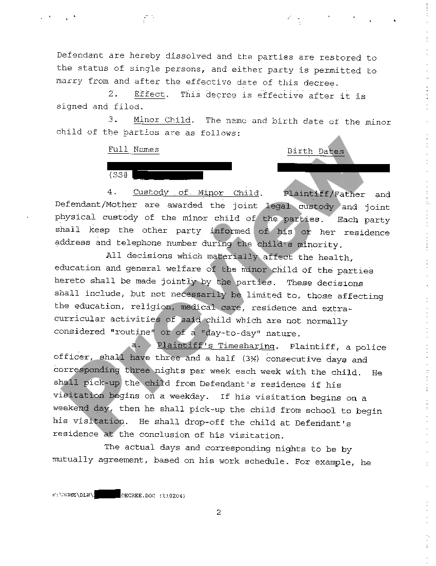 Preview A35 Decree Granting Absolute Divorce and Awarding Child Custody